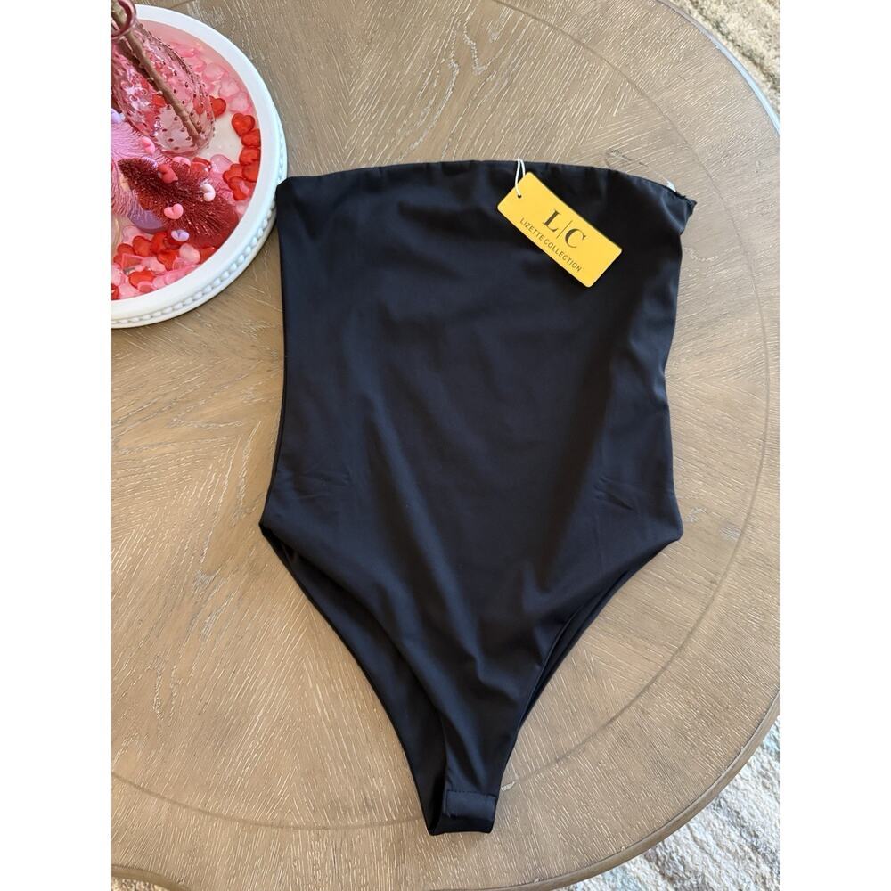 LC Lizette Collection Black Bodysuit Sleeveless Large